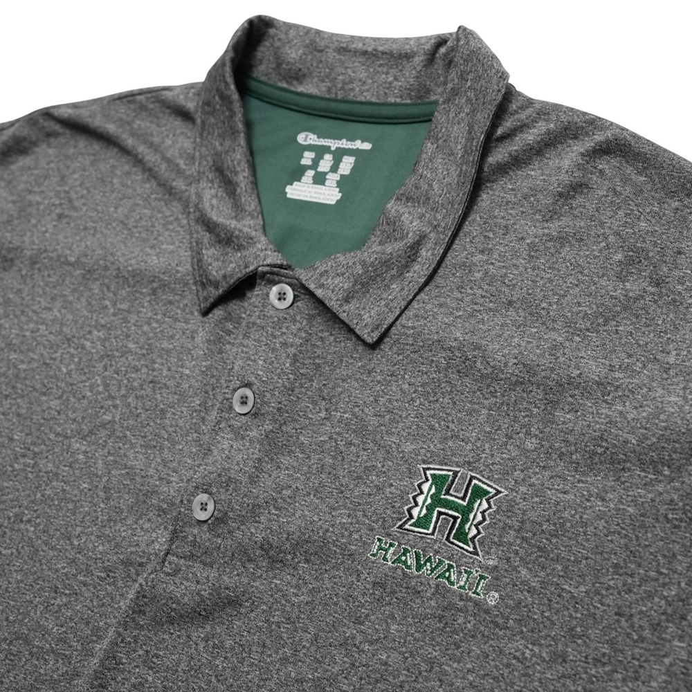 Champion Elite Hawaii Warriors UH Golf Shirt‎ Polo Mens 2XL Gray NCAA